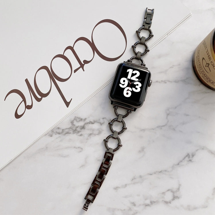 O-shaped Chain Metal Replacement Strap Watchband For Apple Watch Series, 7 41mm/6&SE&5&4 40mm/3&2&1 38mm, 7 45mm/6&SE&5&4 44mm/3&2&1 42mm