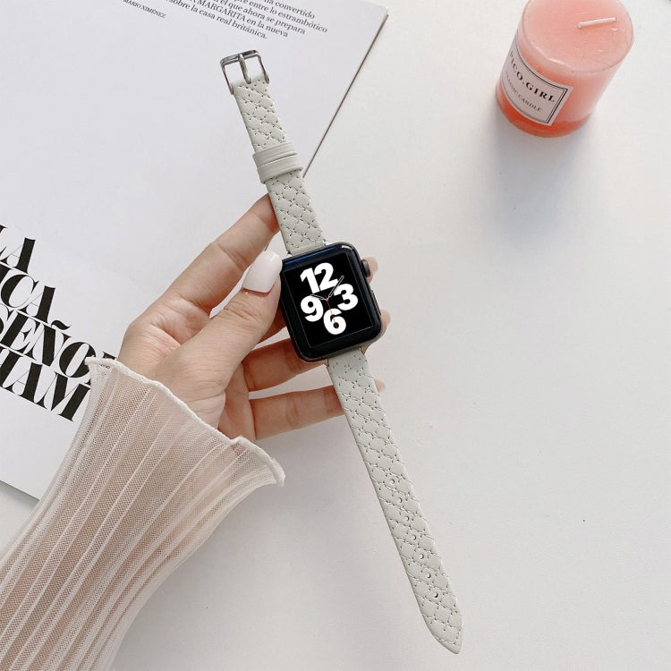 Checkered Leather Replacement Strap Watchband For Apple Watch Series, 7 41mm/6&SE&5&4 40mm/3&2&1 38mm, 7 45mm/6&SE&5&4 44mm/3&2&1 42mm