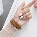 Checkered Leather Replacement Strap Watchband For Apple Watch Series, 7 41mm/6&SE&5&4 40mm/3&2&1 38mm, 7 45mm/6&SE&5&4 44mm/3&2&1 42mm