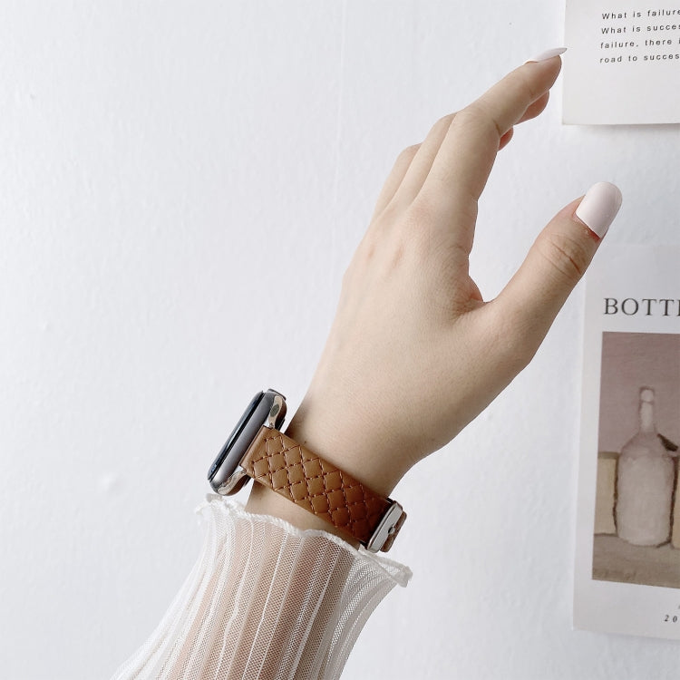 Checkered Leather Replacement Strap Watchband For Apple Watch Series, 7 41mm/6&SE&5&4 40mm/3&2&1 38mm, 7 45mm/6&SE&5&4 44mm/3&2&1 42mm