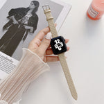 Checkered Leather Replacement Strap Watchband For Apple Watch Series, 7 41mm/6&SE&5&4 40mm/3&2&1 38mm, 7 45mm/6&SE&5&4 44mm/3&2&1 42mm