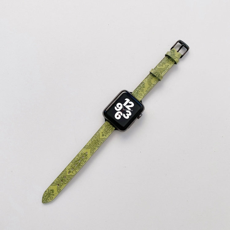 Small Slim Ethnic Leather Replacement Wrist Strap Watchband For Apple Watch Series, 7 41mm / 6&SE&5&4 40mm / 3&2&1 38mm, 7 45mm / 6&SE&5&4 44mm / 3&2&1 42mm