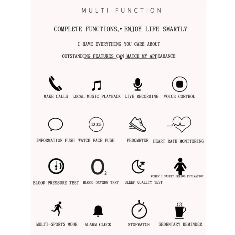 Z73 1.09 inch Touch Screen Smart Bracelet, Support Sleep Monitoring / Heart Rate Monitoring / Voice Control / Women Menstrual Cycle Reminder