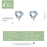 S925 Sterling Silver Heart Shaped Moonstone Women Earrings, Heart Shaped Moonstone