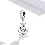 S925 Sterling Silver Pirate Skull Ship Pendant DIY Bracelet Necklace Accessories, Pirate Skull Ship