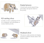 S925 Sterling Silver Cute Sloth Ear Studs Women Earrings, Cute Sloth