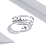 S925 Sterling Silver Multi-loop Wicker Women Open Ring, Wicker