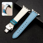 Butterfly Clasp Business Top Layer Cowhide Leather Strap Watchband, For Apple Watch Series 8&7 41mm / SE 2&6&SE&5&4 40mm / 3&2&1 38mm, For Apple Watch Series 6&SE&5&4 44mm / 3&2&1 42mm, For Apple Watch Series 6&SE& 5&4 40mm / 3 & 2 & 1 38mm