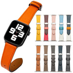 Butterfly Clasp Business Top Layer Cowhide Leather Strap Watchband, For Apple Watch Series 8&7 41mm / SE 2&6&SE&5&4 40mm / 3&2&1 38mm, For Apple Watch Series 6&SE&5&4 44mm / 3&2&1 42mm, For Apple Watch Series 6&SE& 5&4 40mm / 3 & 2 & 1 38mm