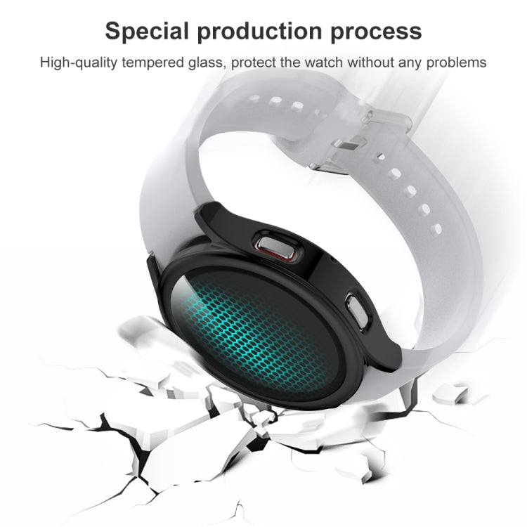 Electroplated PC + Tempered Glass Film Integrated Protective Case, For Samsung Galaxy Watch4 40mm, For Samsung Galaxy Watch4 44mm