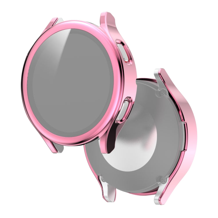 Electroplated PC + Tempered Glass Film Integrated Protective Case, For Samsung Galaxy Watch4 40mm, For Samsung Galaxy Watch4 44mm