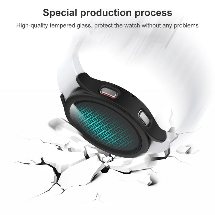 Frosted PC + Tempered Glass Film Integrated Protective Case, For Samsung Galaxy Watch4 40mm, For Samsung Galaxy Watch4 44mm