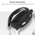 Frosted PC + Tempered Glass Film Integrated Protective Case, For Samsung Galaxy Watch4 40mm, For Samsung Galaxy Watch4 44mm