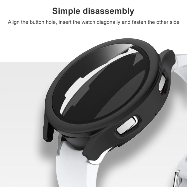 Frosted PC + Tempered Glass Film Integrated Protective Case, For Samsung Galaxy Watch4 40mm, For Samsung Galaxy Watch4 44mm