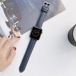 Sewing Leather Replacement Strap Watchband For Apple Watch Series, 7 41mm / 6&SE&5&4 40mm / 3&2&1 38mm, 7 45mm / 6&SE&5&4 44mm / 3&2&1 42mm