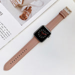 Sewing Leather Replacement Strap Watchband For Apple Watch Series, 7 41mm / 6&SE&5&4 40mm / 3&2&1 38mm, 7 45mm / 6&SE&5&4 44mm / 3&2&1 42mm