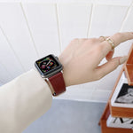 Classic Buckle Leather Replacement Strap Watchband For Apple Watch Series, 7 41mm / 6&SE&5&4 40mm / 3&2&1 38mm, 7 45mm / 6&SE&5&4 44mm / 3&2&1 42mm