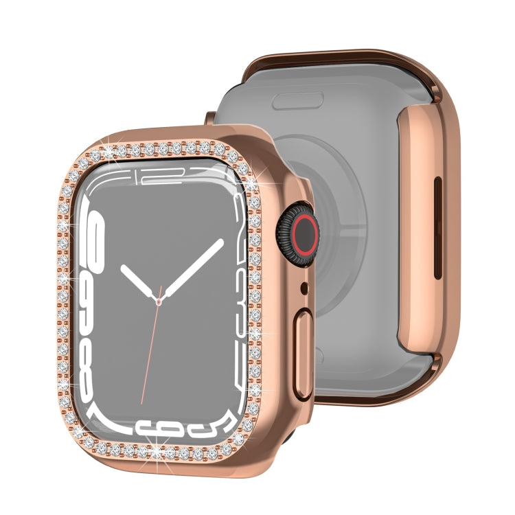 Electroplating PC Single Row Diamond Protective Case For Apple Watch Series, For Apple Watch Series 9 / 8 / 7 41mm, For Apple Watch Series 9 / 8 / 7 45mm