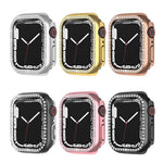 Electroplating PC Single Row Diamond Protective Case For Apple Watch Series, For Apple Watch Series 9 / 8 / 7 41mm, For Apple Watch Series 9 / 8 / 7 45mm