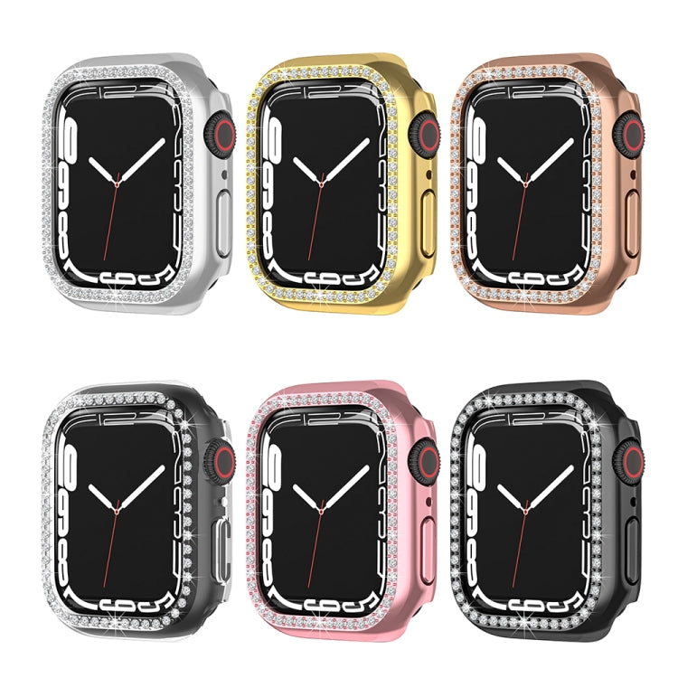 Electroplating PC Single Row Diamond Protective Case For Apple Watch Series, For Apple Watch Series 9 / 8 / 7 41mm, For Apple Watch Series 9 / 8 / 7 45mm