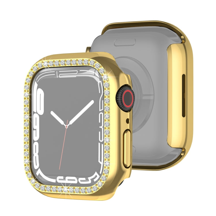 Electroplating PC Single Row Diamond Protective Case For Apple Watch Series, For Apple Watch Series 9 / 8 / 7 41mm, For Apple Watch Series 9 / 8 / 7 45mm