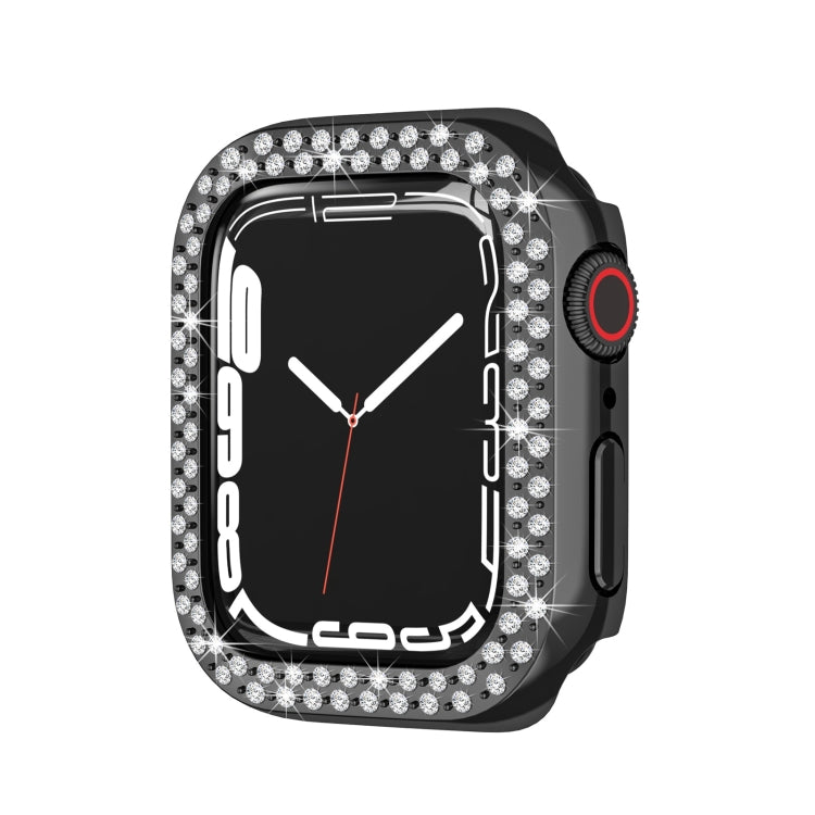 Electroplating PC Double Rows Diamond Protective Case For Apple Watch Series, For Apple Watch Series 9 / 8 / 7 41mm, For Apple Watch Series 9 / 8 / 7 45mm
