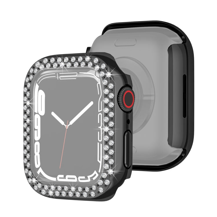 Electroplating PC Double Rows Diamond Protective Case For Apple Watch Series, For Apple Watch Series 9 / 8 / 7 41mm, For Apple Watch Series 9 / 8 / 7 45mm
