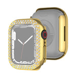 Electroplating PC Double Rows Diamond Protective Case For Apple Watch Series, For Apple Watch Series 9 / 8 / 7 41mm, For Apple Watch Series 9 / 8 / 7 45mm