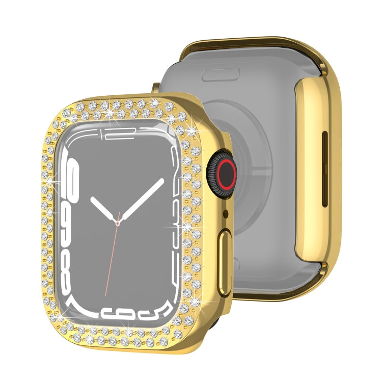 Electroplating PC Double Rows Diamond Protective Case For Apple Watch Series, For Apple Watch Series 9 / 8 / 7 41mm, For Apple Watch Series 9 / 8 / 7 45mm