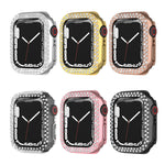 Electroplating PC Double Rows Diamond Protective Case For Apple Watch Series, For Apple Watch Series 9 / 8 / 7 41mm, For Apple Watch Series 9 / 8 / 7 45mm