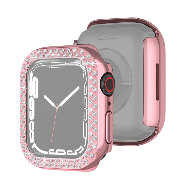 Electroplating PC Double Rows Diamond Protective Case For Apple Watch Series, For Apple Watch Series 9 / 8 / 7 41mm, For Apple Watch Series 9 / 8 / 7 45mm