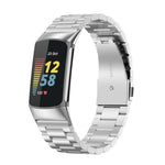 For Fitbit Charge 5 Three-bead Stainless Steel Replacement Strap Watchband