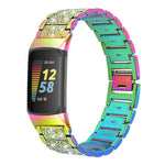 Diamond Stainless Steel Replacement Strap Watchband, For Fitbit Charge 5