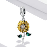 S925 Sterling Silver Sunflower Pendant DIY Bracelet Necklace Accessories, Sunflower