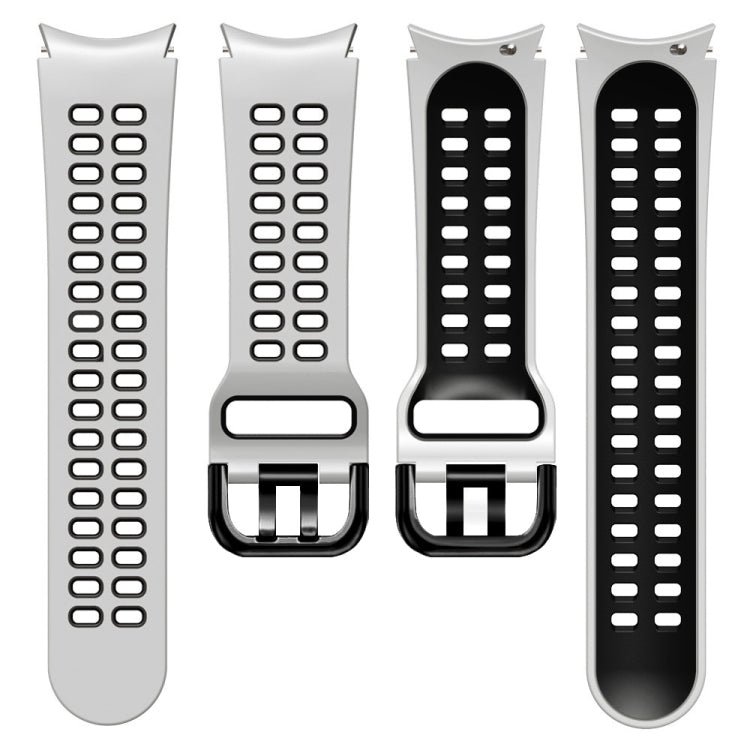 Double-row Hole Two-color Silicone Replacement Strap Watchband, For Samsung Galaxy Watch4 40mm / 44mm
