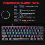 HXSJ V900 61 Keys Cool Lighting Effect Mechanical Wired Keyboard, Black, White