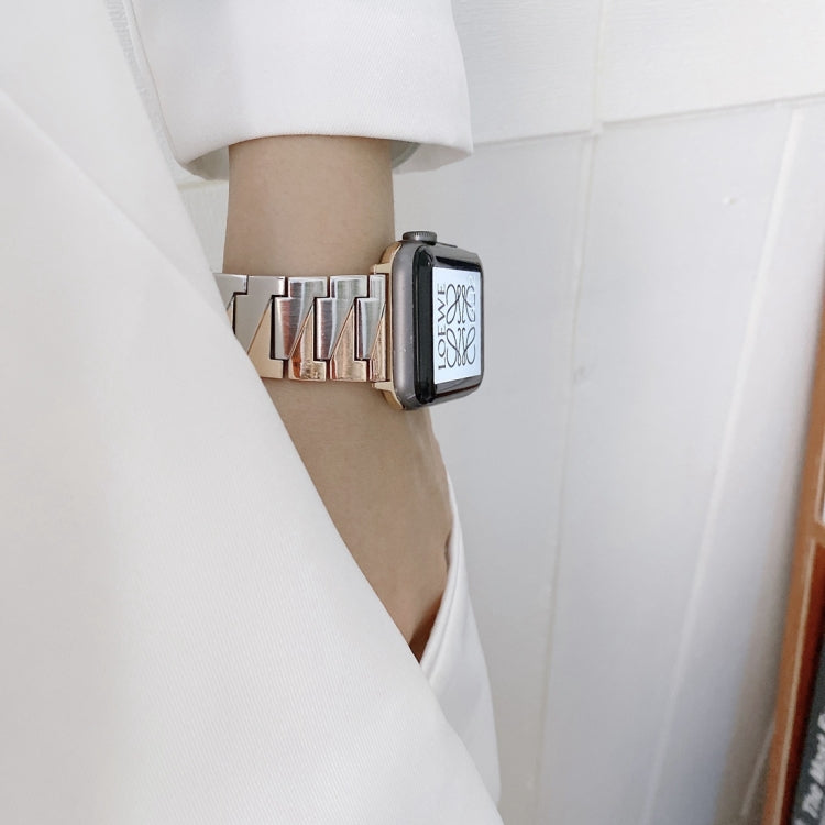 Lightning Shape Stainless Steel Replacement Watchband For Apple Watch Series, 7 41mm / 6&SE&5&4 40mm / 3&2&1 38mm, 7 45mm / 6&SE&5&4 44mm / 3&2&1 42mm