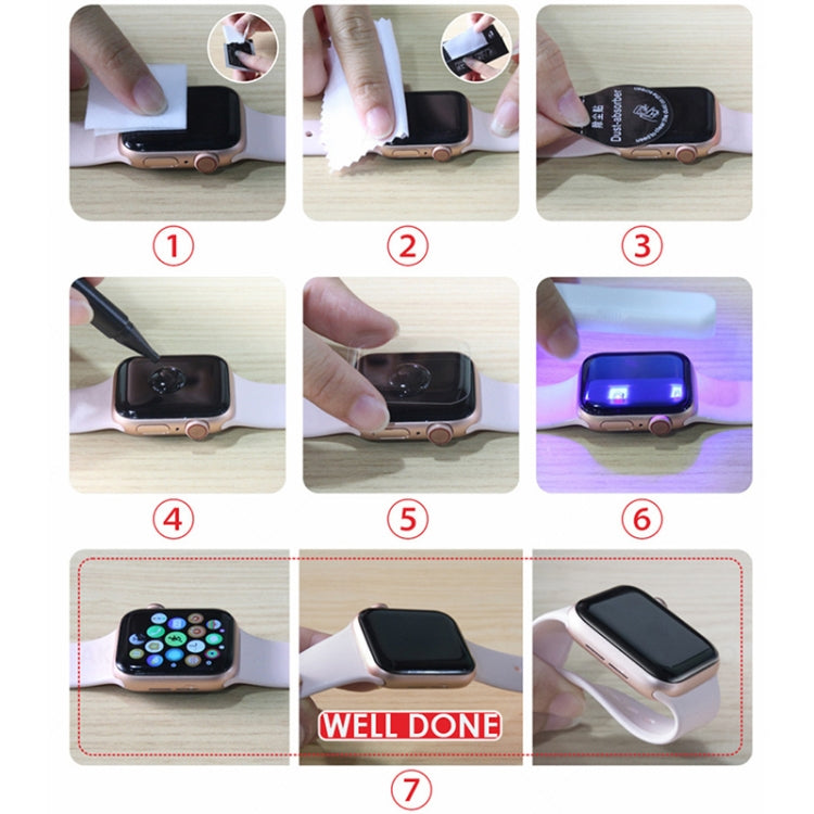 UV Liquid Curved Full Glue Full Screen Tempered Glass Film For Apple Watch Series 9 / 8 / 7 41mm, For Apple Watch Series 8 / 7 41mm, For Apple Watch Series 8 / 7 45mm