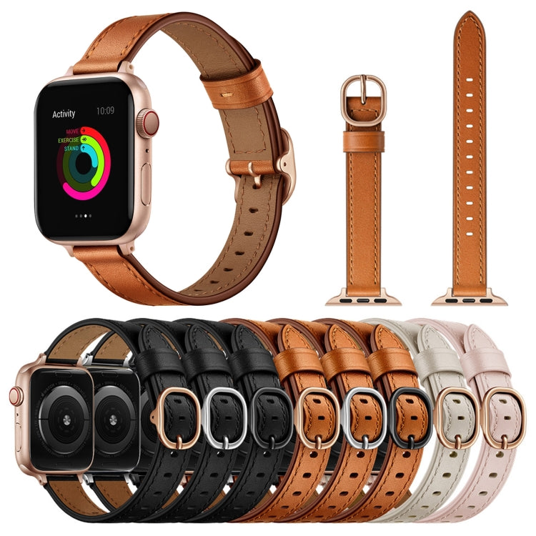 14mm Leather Strap Watchband For Apple Watch Series, 7 41mm / 6&SE&5&4 40mm / 3&2&1 38mm, 7 45mm / 6&SE&5&4 44mm / 3&2&1 42mm
