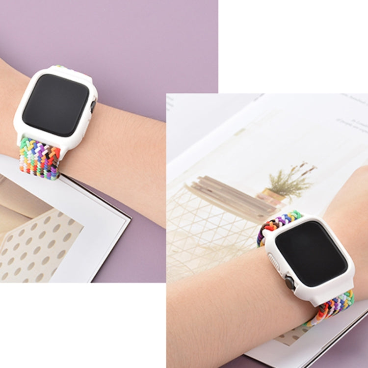 TPU Frame Buckle Braid Integrated Replacement Watchband For Apple Watch Series, 6 & SE & 5 & 4 40mm / 3 & 2 & 1 38mm, 6 & SE & 5 & 4 44mm / 3 & 2 & 1 42mm