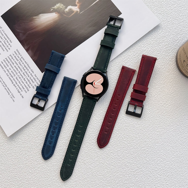 Crazy Horse Texture Frosted Leather Strap Watchband, 20mm, 22mm