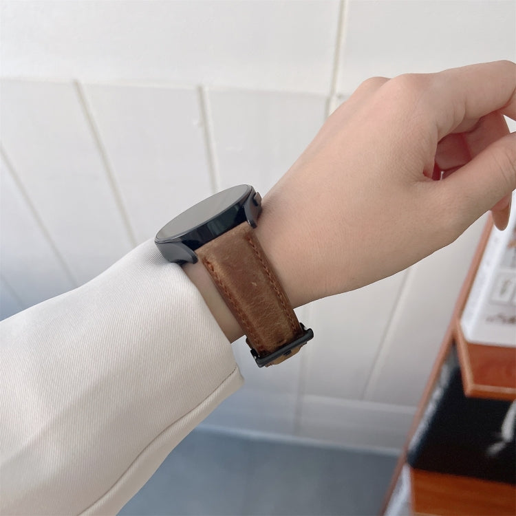 Crazy Horse Texture Frosted Leather Strap Watchband, 20mm, 22mm