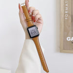 Knife Tail Shaped Cowhide Replacement Watchband For Apple Watch Series, 7 45mm / 6&SE&5&4 44mm / 3&2&1 42mm, 7 41mm / 6&SE&5&4 40mm / 3&2&1 38mm