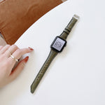 Knife Tail Shaped Cowhide Replacement Watchband For Apple Watch Series, 7 45mm / 6&SE&5&4 44mm / 3&2&1 42mm, 7 41mm / 6&SE&5&4 40mm / 3&2&1 38mm