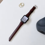 Knife Tail Shaped Cowhide Replacement Watchband For Apple Watch Series, 7 45mm / 6&SE&5&4 44mm / 3&2&1 42mm, 7 41mm / 6&SE&5&4 40mm / 3&2&1 38mm