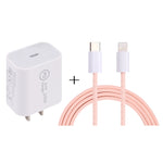 شاحن سفر SDC-20W PD USB-C / Type-C + كابل بيانات USB-C / Type-C إلى 8 دبابيس بطول 1 متر بقوة 20 واط، قابس الاتحاد الأوروبي، قابس الولايات المتحدة