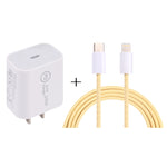 شاحن سفر SDC-20W PD USB-C / Type-C + كابل بيانات USB-C / Type-C إلى 8 دبابيس بطول 1 متر بقوة 20 واط، قابس الاتحاد الأوروبي، قابس الولايات المتحدة