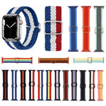 Adjustable Striped Woven Nylon Strap Watchband For Apple Watch Series, 7 41mm / 6&SE&5&4 40mm / 3&2&1 38mm, 7 45mm / 6&SE&5&4 44mm / 3&2&1 42mm