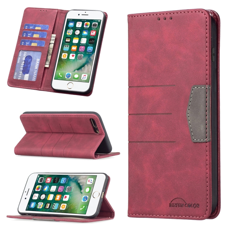 Magnetic Splicing Leather Phone Case, For iPhone 8 Plus / 7 Plus, For iPhone SE 2022 / SE 2020 / 8 / 7, For iPhone 11 Pro Max, For iPhone 11, For iPhone 12 mini, For iPhone 12 Pro Max, For iPhone 12 / 12 Pro, For iPhone 13 mini, For iPhone 13 Pro Max  ...