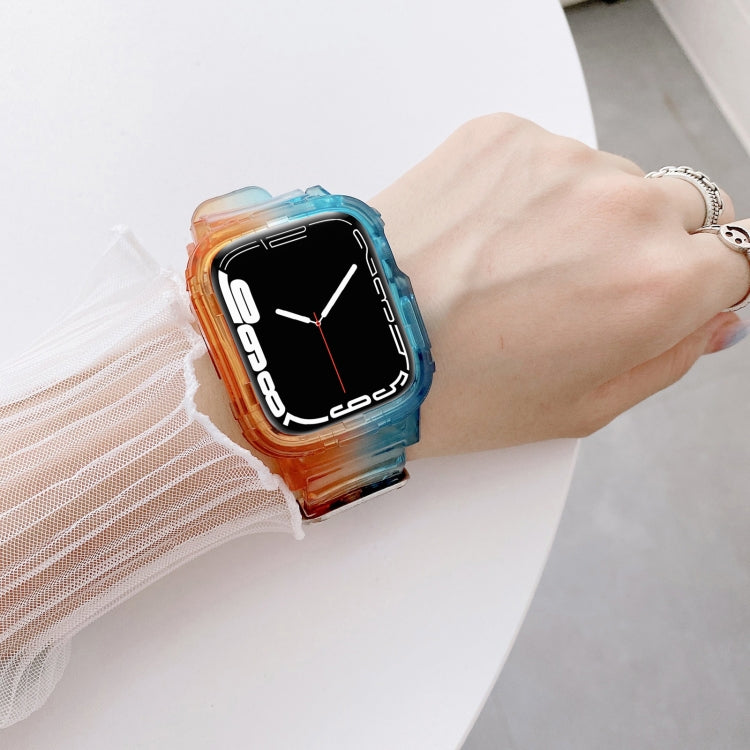 Jelly Gradient Transparent TPU Strap Watchband For Apple Watch Series, 7 41mm / 6&SE&5&4 40mm / 3&2&1 38mm, 7 45mm / 6&SE&5&4 44mm / 3&2&1 42mm
